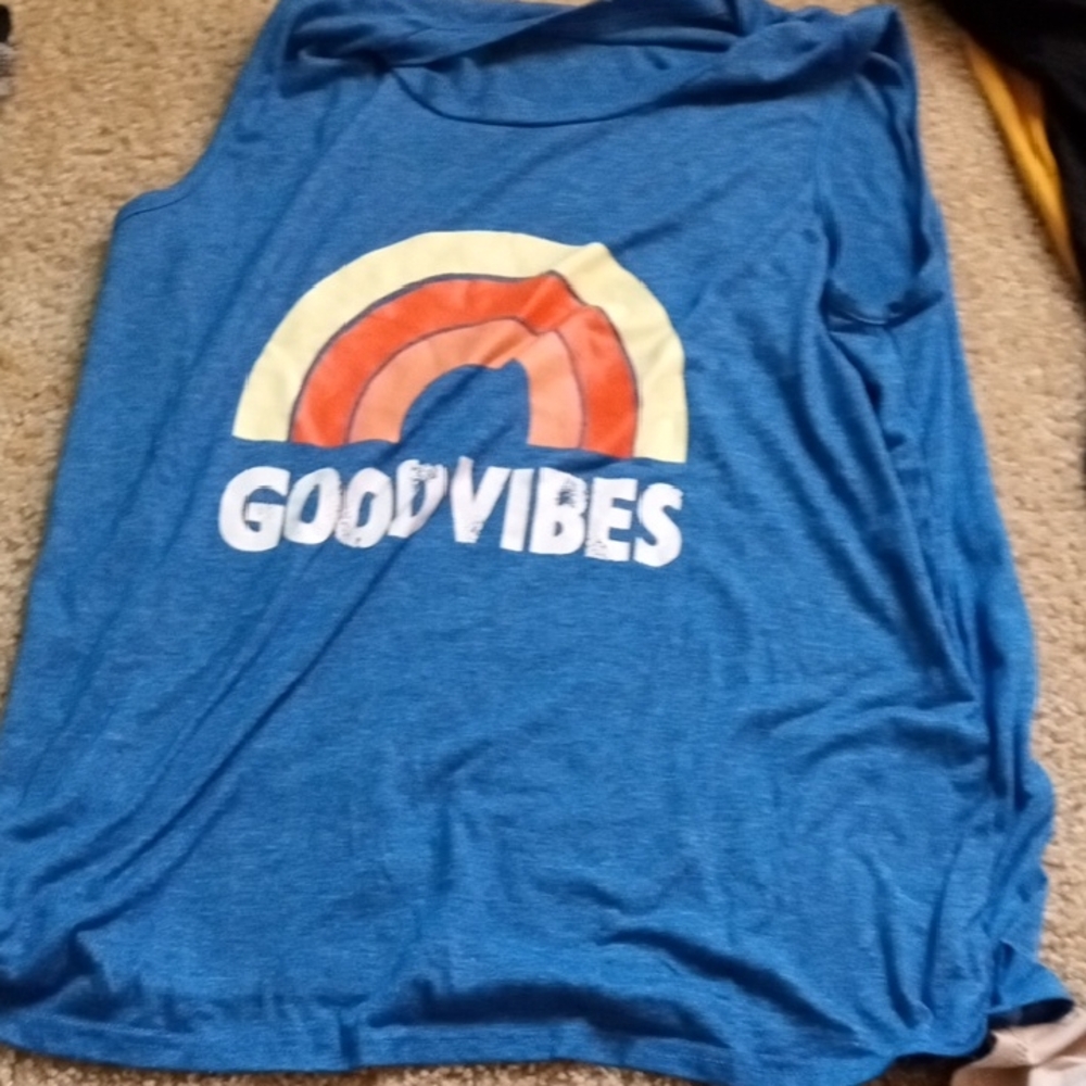 Blue 'Good Vibes' WomensqTank Top